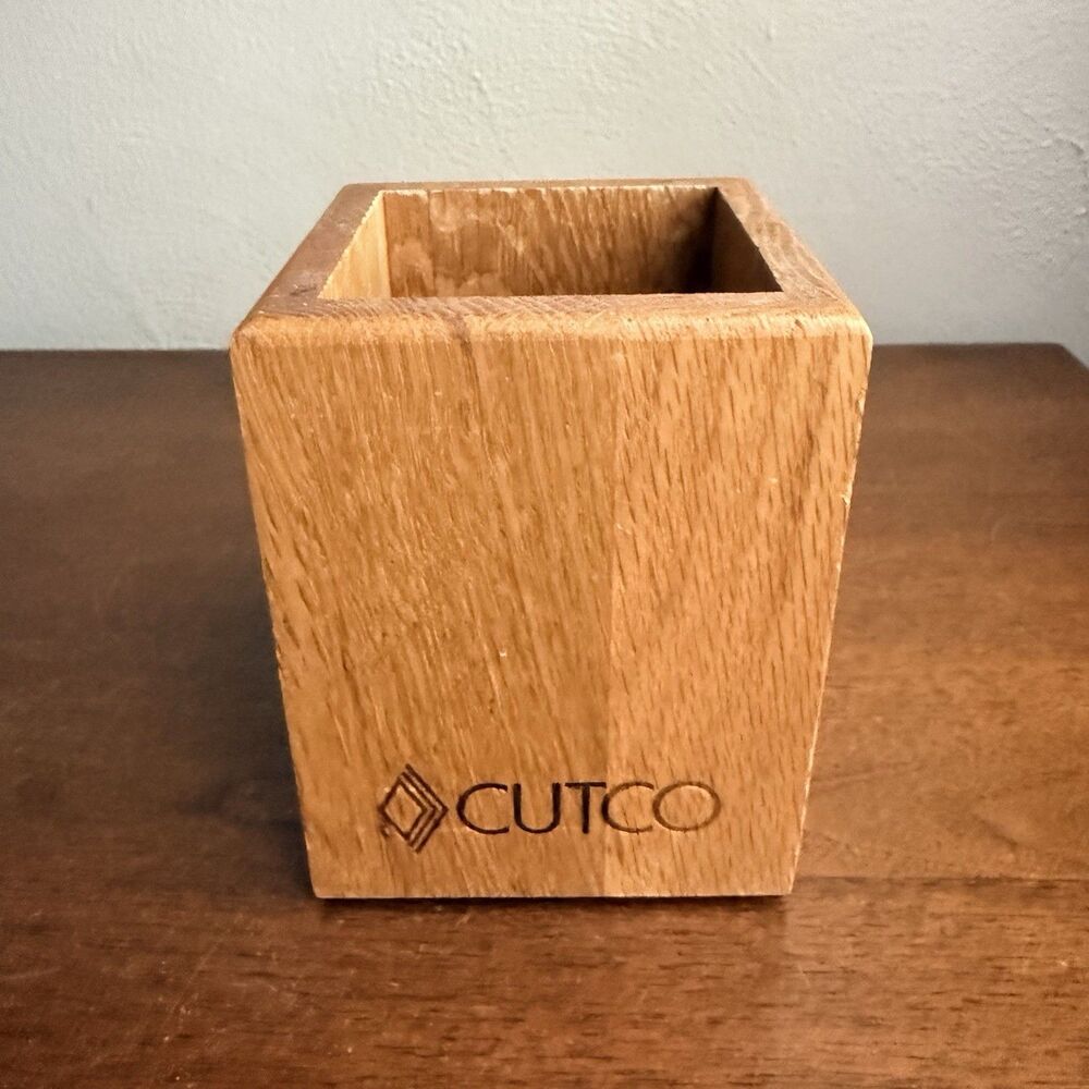 CUTCO Kitchen Tool Utensil Oak Wood Box Block Caddy Container Holder Made In USA